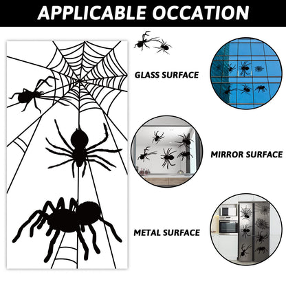 Spooky Monster Window Decorations - Scary Silhouette PVC Mirror Glass Window Stickers (4 Sheets) for Halloween Party Supplies