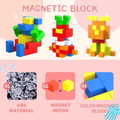 AOMACO 66PCS Magnetic Building Blocks for Kids, 1.3" Large Magnetic Cubes STEM Toys for 3+ Year Old Boys Girls, Sensory Stacking Blocks Learning Toys, for Toddlers & Kindergarten