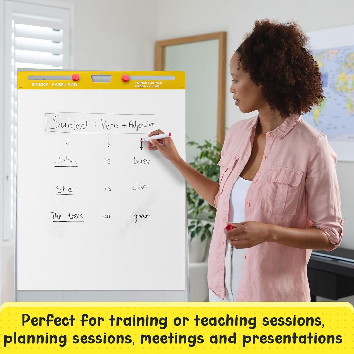 ReliThick 4 Pack Sticky Easel Pad, 25 x 30 In, White, 20 Sheets/Pad, Flip Chart Paper for Teachers, Large Sticky Chart Paper for Wall, Self Stick Easel Pad for Office School Classroom