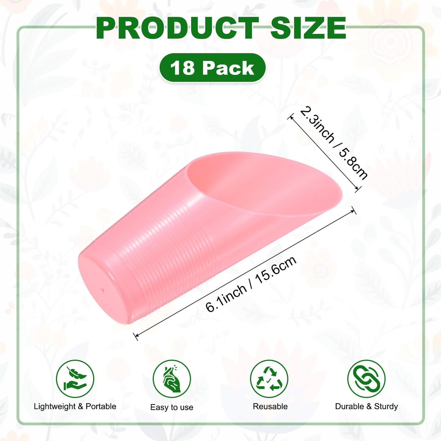 M METERXITY 18-Pack Bonsai Soil Scoops, Plastic Garden Soil Scoops Bucket Shovel Potting Scoopers for Transplanting/Flower Planting/Plant Succulent, Colorful Small Gardening Tools [Pink]