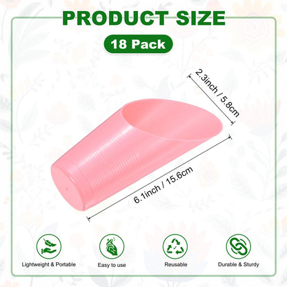 M METERXITY 18-Pack Bonsai Soil Scoops, Plastic Garden Soil Scoops Bucket Shovel Potting Scoopers for Transplanting/Flower Planting/Plant Succulent, Colorful Small Gardening Tools [Pink]