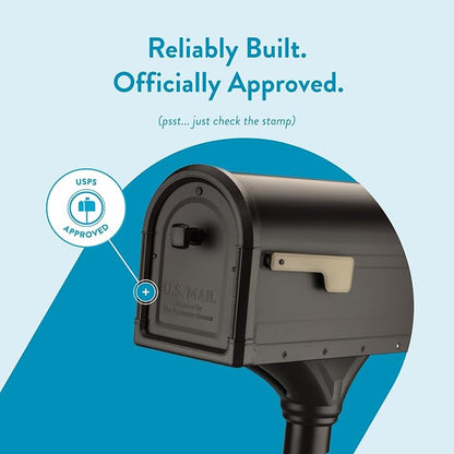 Architectural Mailboxes Roxbury Mailbox with Post, Rubbed Bronze, Large | Includes the matching post and all hardware. Galvanized steel build and rust-resistant powder-coat finish. USPS approved.