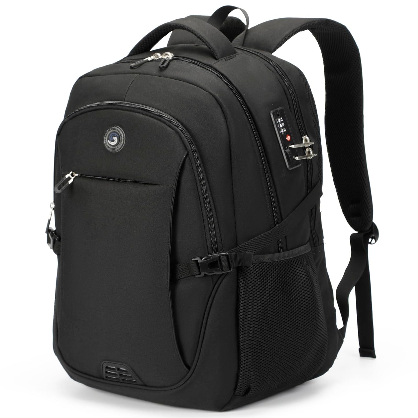 SHRRADOO Anti Theft Laptop Backpack Travel Backpacks with Combination Lock for Women Men College Backpack Computer Bag Fits 17 Inch Laptop,Black