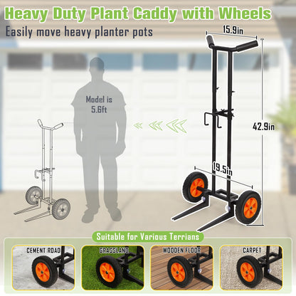 Cathyeen Plant Caddy with Wheels, 3.6FT Heavy Duty Plant Dolly with Adjustable Gripping Arms and Base, Rolling Plant Mover Cart Planter Caddies with Strap for Indoor or Outdoor Garden Plants, Pots