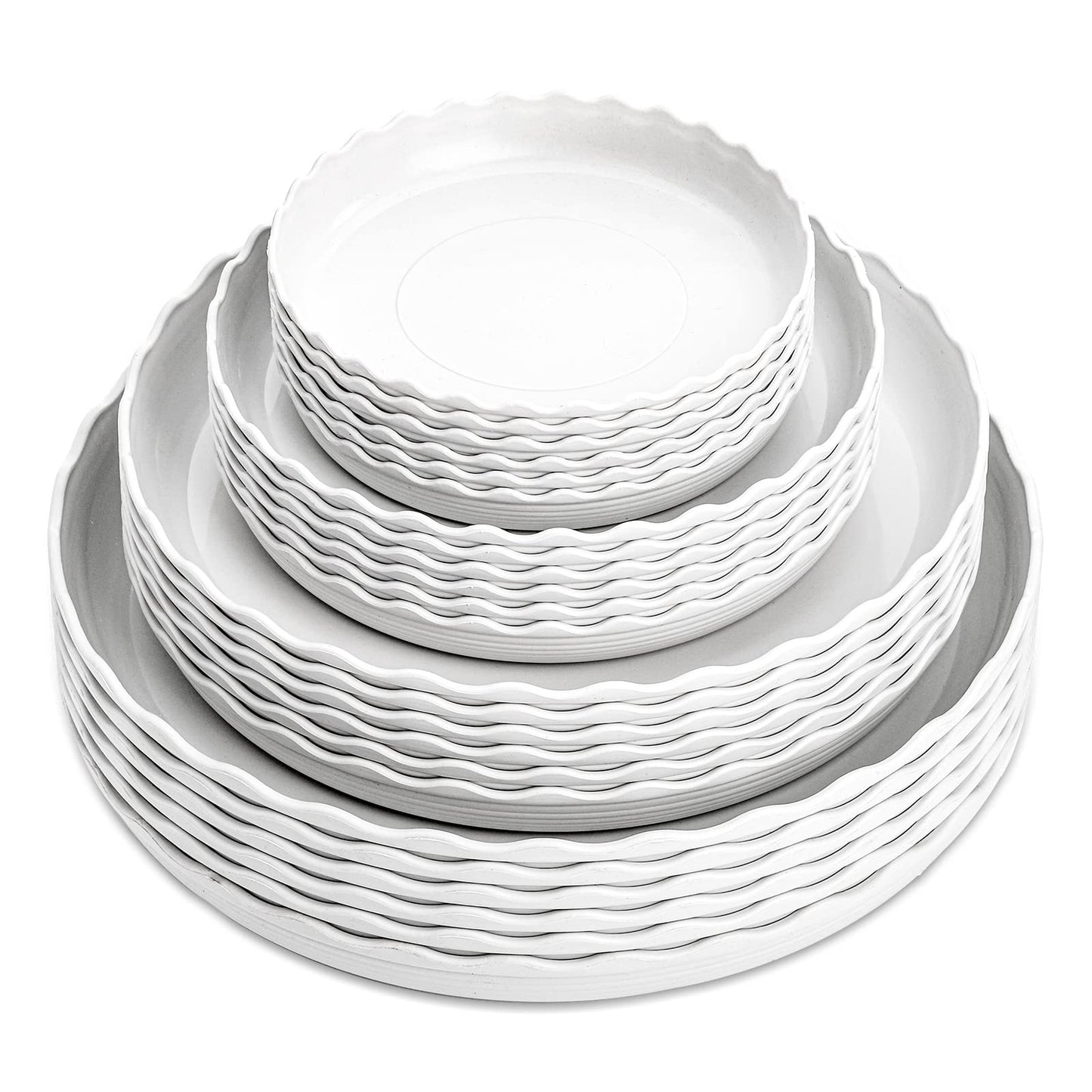 ZOOFOX 24 Pack Plastic Plant Saucer, Heavy Duty Plant Trays for Pots, Wave Plant Water Catcher Tray for Indoor Outdoor Home Garden Plants (6 Inch/ 8 Inch/ 10 Inch/ 12 Inch)