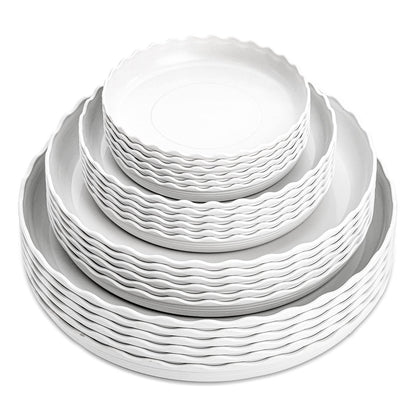ZOOFOX 24 Pack Plastic Plant Saucer, Heavy Duty Plant Trays for Pots, Wave Plant Water Catcher Tray for Indoor Outdoor Home Garden Plants (6 Inch/ 8 Inch/ 10 Inch/ 12 Inch)