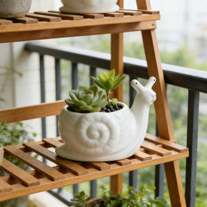 Youfui Snail Succulent Planter, Ceramic Animal Flower Pot for Home Office Desk Decor, Small Cactus Planter Pot, for Plant Lovers