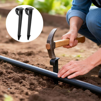 RedChili 50 Pack 1/2 Inch Irrigation Tubing Hold Down Anchor Stakes, Heavy Duty Drip Tubing Stakes 1/2" Drip Irrigation Tubing Fittings for Lawn Raised Bed Greenhouse Plant Watering System