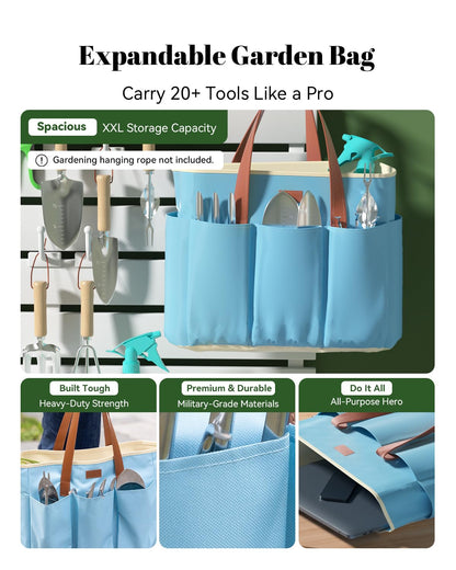 VerdantVibes 9-Piece Garden Tool Set - Heavy Duty Gardening Hand Tools with Ergonomic Non-Slip Grips, Rust-Resistant Shovel, Trowel, Rake, Pruner & Storage Bag - Ideal Gardening Gifts for Women