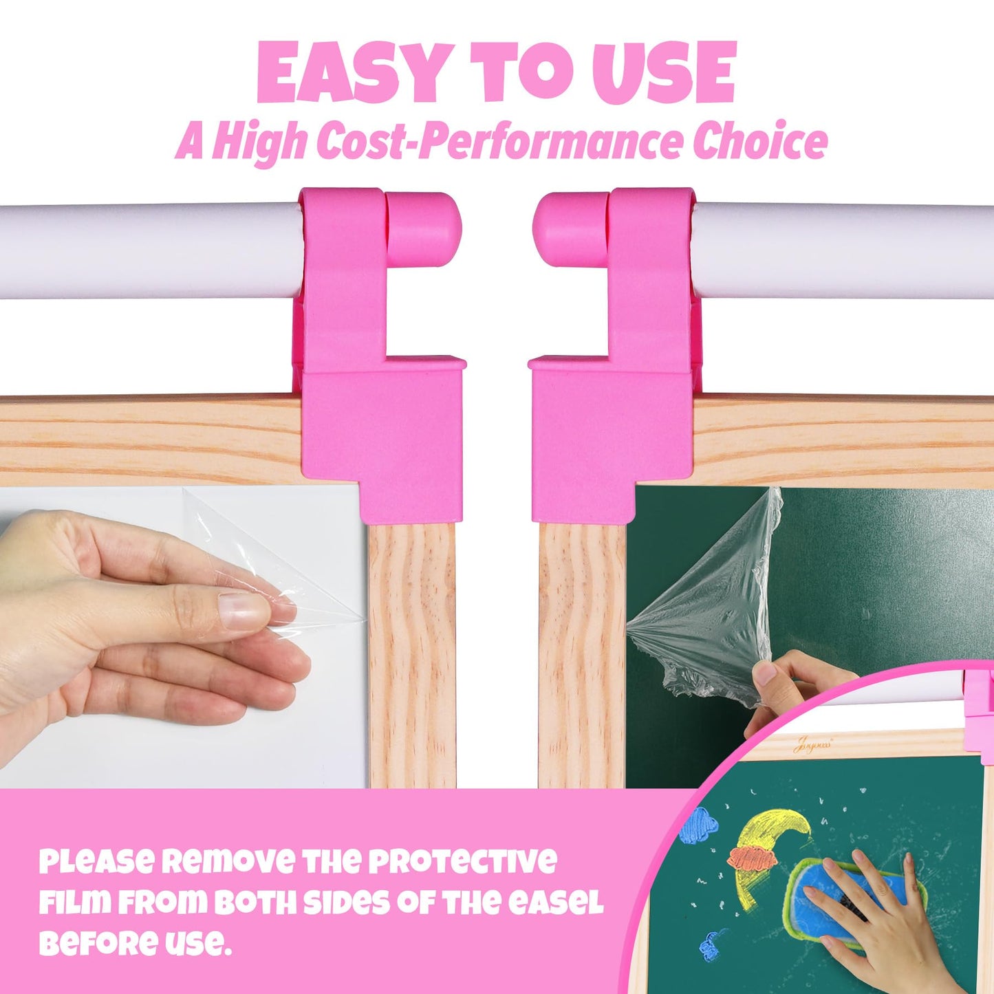 JOYOOSS Easel for Kids Art Easel for Toddlers,Wooden Kid Easel with Paper Roll - Chalkboard for Kids Adjustable Double Sided Kid Dry Erase Board,Outdoor Art Easel Toddler