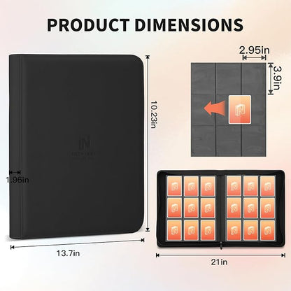 Trading Card Binder, Premium 9 Pocket 540 Double Sided Pocket Collection Binder, Card Album for TCG Card Holder for Game Card, Sports Card, Yugioh, MTG etc(Black)