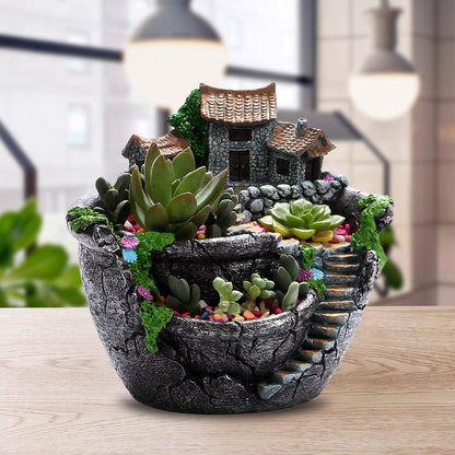 wdcfxy Creative Fairy Garden Flower Pot, Plant Pot, Succulent Plant Flower Pot Rack - Hanging Design Suitable for Home, Office, and Garden Decoration (Silvery)