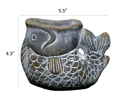 Classic Home and Garden Cement Buddies Animal Planter - Cute Desk Decoration - UV Coated Animal Vase w/Removable Drain Plug -Succulent Planter for Indoor/Outdoor Use (Largemouth Bass, Bronze, Small)