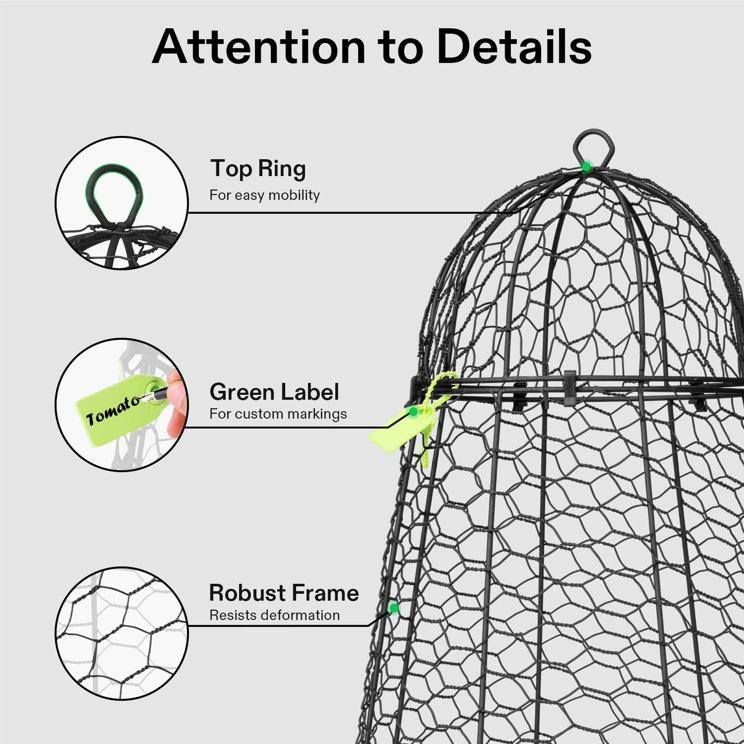 VIVOSUN Garden Cloches for Plants, Rustproof Chicken Wire Cloches with Flip-Top Design & Integrated Folding Stakes, Plants Protectors, Keep Small Animals Out, 6-Pack