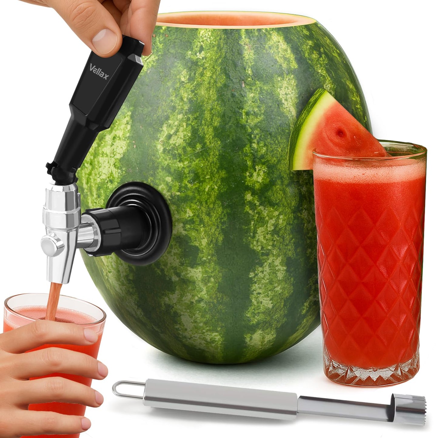 Original Watermelon Tap Kit - Coring Tool & Spigot Set for Fruit Keg, Pumpkin or Melon Beverage Dispenser - Easy Party Punch Bar