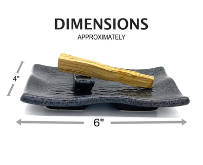 TOBOHU Black Rectangle Ceramic Palo Santo Holder, Wood Incense Stick Burning Bowl, Ceramic Burner for Palo Santo Sticks