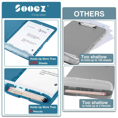 Sooez Clipboards with Storage, High Capacity Clip Boards 8.5x11 with Storage, Heavy Duty Nursing Clipboard Folder, Plastic Clipboard with Pen Holder for Women Teachers Work, School & Office Supplies