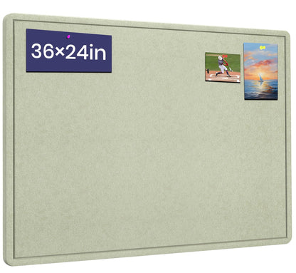 Bulletin Board, 36 X 24 inches Cork Board with 20 Pushpin, Felt Cork Board Notice Pin Board, Self-Adhesive Vision Board Mood Board Foldable Photo Board for Wall - Sage Green
