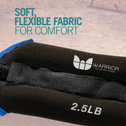 Warrior Adjustable Length Ankle Wrist Weights Pair for Arm and Leg Exercise, Aerobics, Walking, Running, Physical Therapy and Fitness Cardio Strength Training - 5 lb Pair (2.5 lb Each)