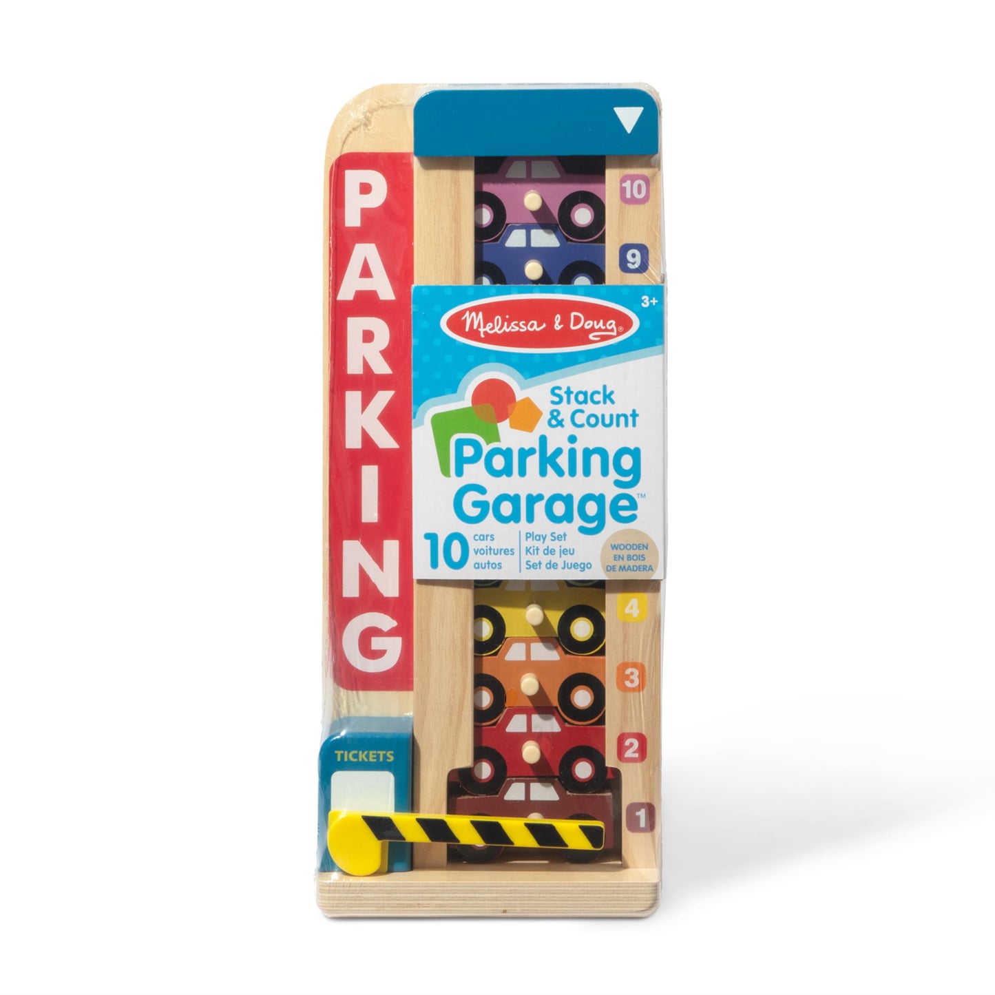 Melissa & Doug Stack & Count Wooden Parking Garage with 10 Cars