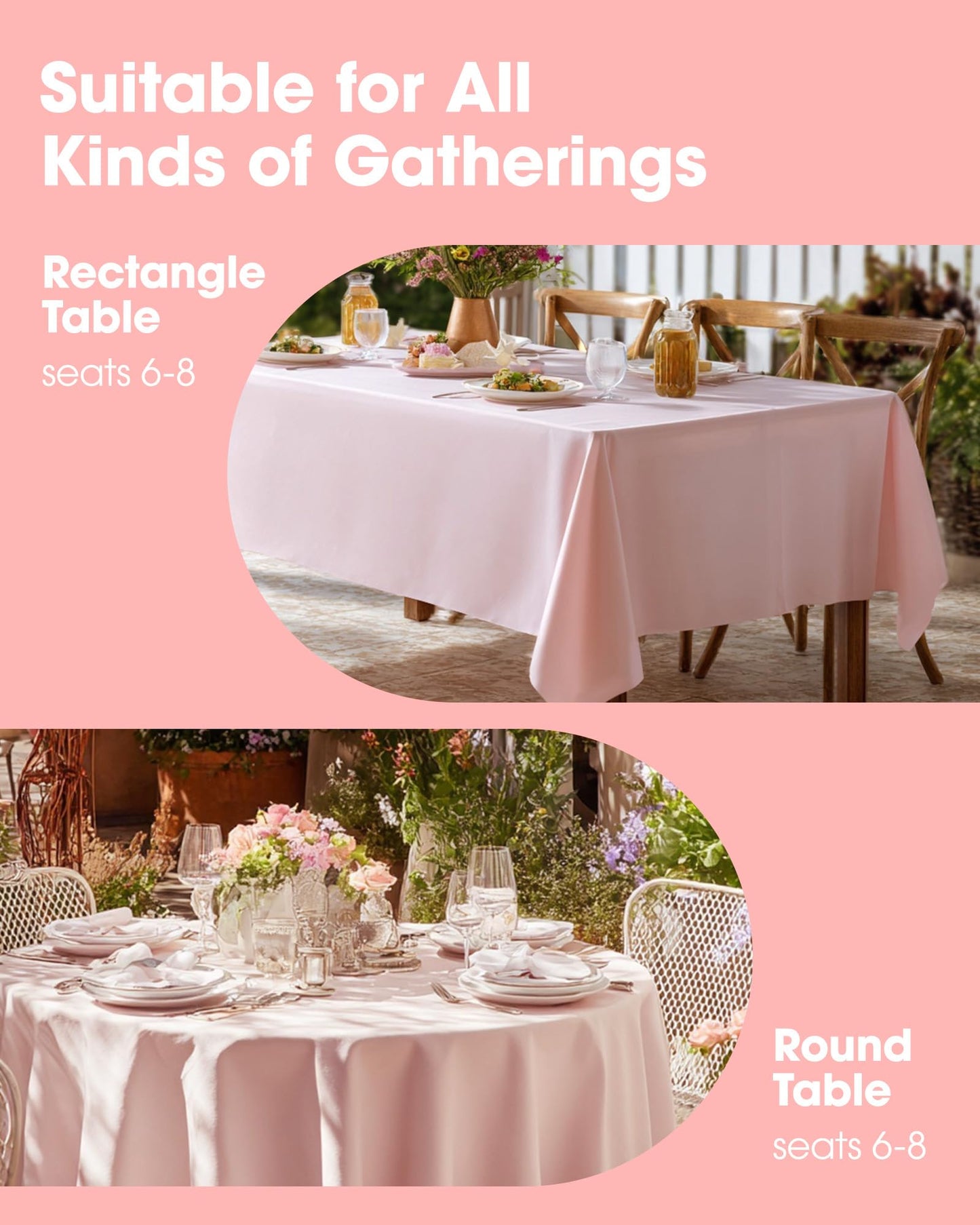 Niuara Pink Plastic Table Cloth Rectangle Table 15 Pack, 54''×108'' Tablecloth for 6ft Tables, Table Cloth for Disposable Use, Table Cover for Holiday Party, Gathering