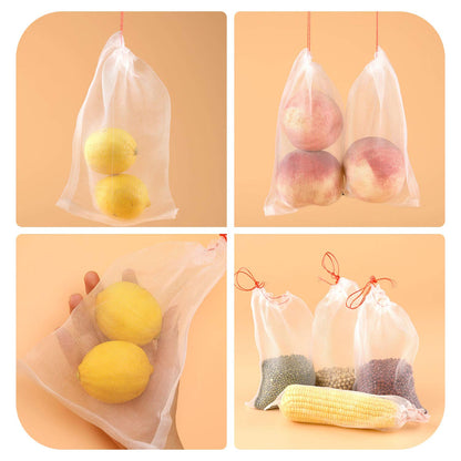 Kikhope 50 Pcs Fruit Protection Netting Bags, 10"x6" With Drawstring, Garden Barrier for Protecting Fruits