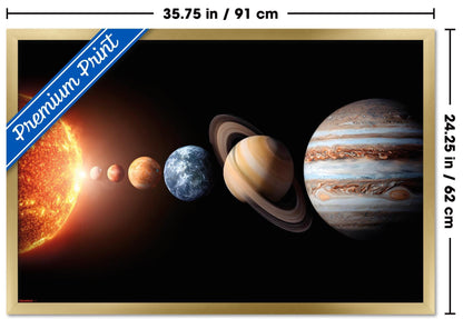 Science - Solar System Planets 26 Wall Poster, 34L" x 22.4W", Gold Framed Version