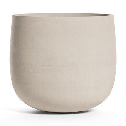 COSAPOTS Mondo Round Fiberglass Planter – Lightweight Indoor/Outdoor Plant Pot, Frost & Weather-Resistant, Handmade Modern Decorative Planter – 18.2" x 18.2" x 16.1" – Concrete Stone