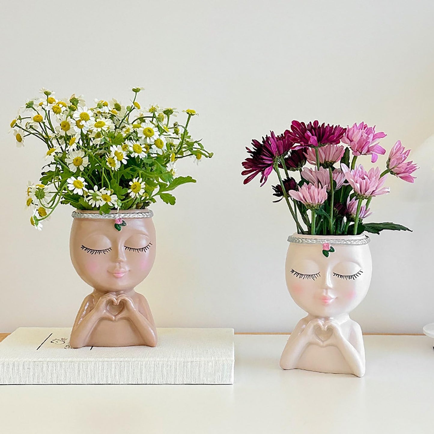 Face Planters Pot Head Unique Face Flower Pot Head Planter for Indoor Plants Cute Small Succulents Pot Indoor Plant Pot with Drainage,Funny-Face-Flower Pot Plant Pots for Outdoor Garden Home Decor B
