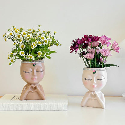 Face Planters Pot Head Unique Face Flower Pot Head Planter for Indoor Plants Cute Small Succulents Pot Indoor Plant Pot with Drainage,Funny-Face-Flower Pot Plant Pots for Outdoor Garden Home Decor B