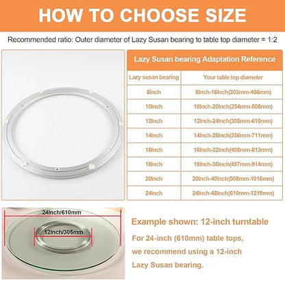 TamBee Aluminum Lazy Susan Heavy Duty Metal Rotating Hardware Turntable Bearing Ring Lazy Susan Base Only (8-Inch Heavy Duty)