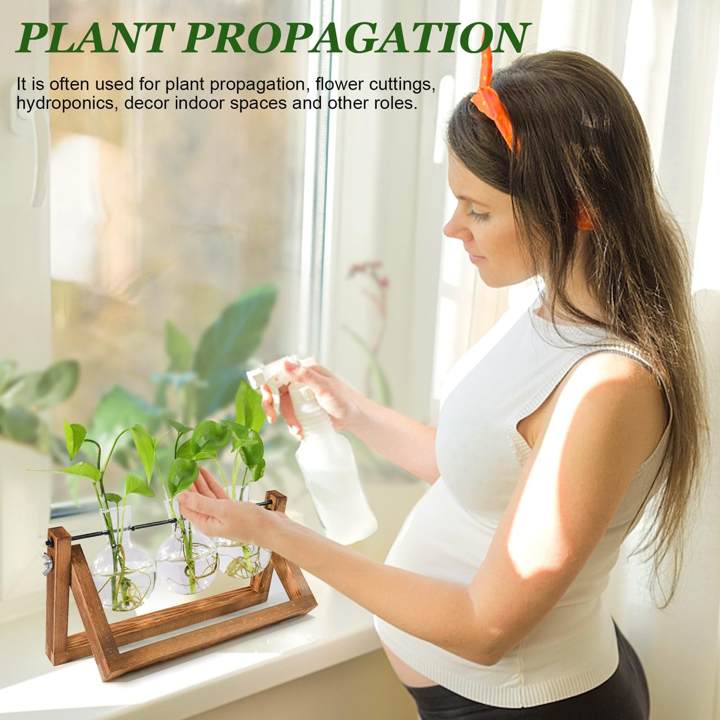 Renmxj Plant Propagation Stations with Wooden Stand & 3 Glass Bulb Vases - Plant Terrarium for Indoor Plants, Home Office Desk Decor, Gardening Gifts for Women Mom, Birthday Gifts for Plants Lovers