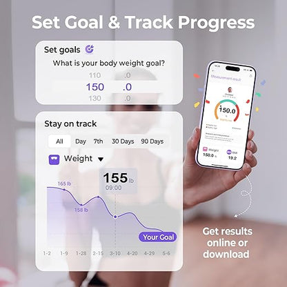 Ovutek Smart Scale for Body Weight, Digital Bathroom Scale BMI Weighing Body Fat Scale, Accurate Body Composition Scale Monitor for People's Health with Smartphone App, Compact Size, 400lb (Purple)