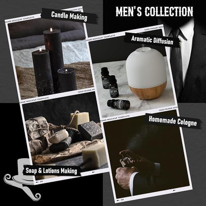 Essential Oils for Men, ARVIDSSON Masculine Essential Oils, Manly Fragrance Oils for Diffuser, Sandalwood, Cedarwood, Leather, Sweet Tobacco, Bay Rum, Myrrh, Gift for Men