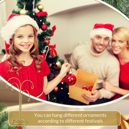 Otoolling 4 Arms Ornament Display Stand Holder 12 Inch Christmas Hanger Hook Dog Cat Glass Ball Bauble for Christmas Wedding Home Office Decoration (Gold)