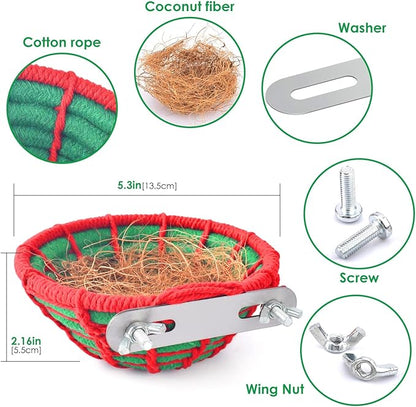 KATUMO Bird Nest, 5.3in Cockatiel Breeding Nest Parakeet Bed with Natural Coconut Fiber Bedding for Budgie, Parakeet, Cockatiel, Conure, Lovebird, Canary, Finch, Small Birds