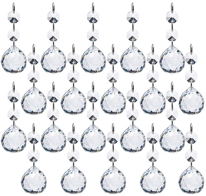 Yesland 20 Pcs Crystal Glass Ball, 30mm Pendants Balls & Chandelier Prisms, Clear Faceted Hanging Crystals for Wedding Home and DIY Craft Jewelry Decoration