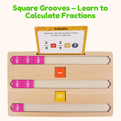 Fraction Manipulatives for Kids, Wooden Fraction Tiles, Fraction Circles & Fraction Bars, Montessori Math Manipulatives with 36 Activity Cards, Compare Fractions, Addition & Subtraction, Grade 1-4