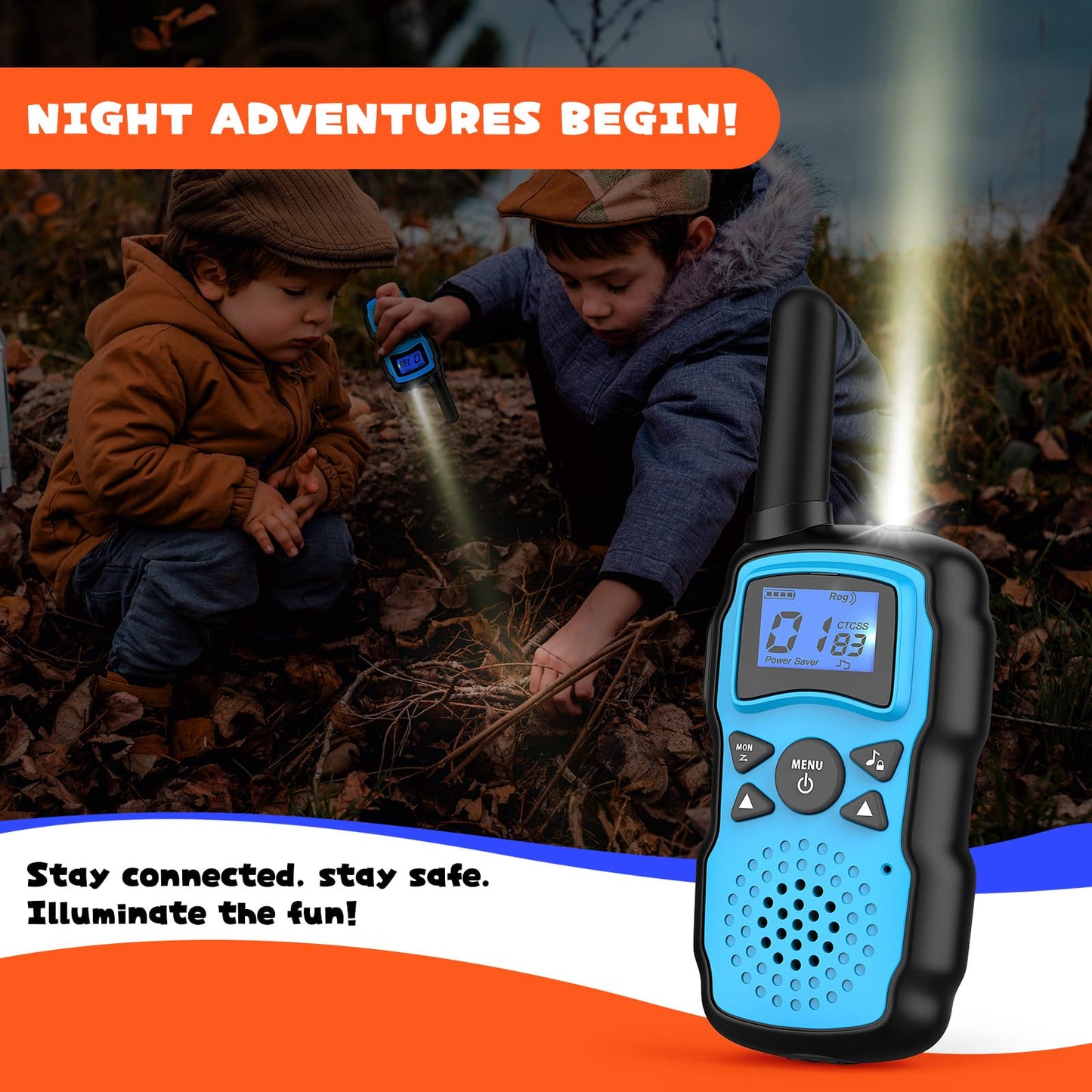 Wishouse Walkie Talkies Rechargeable for Kids Adults Long Range,Xmas Birthday Gift for Boys Girls 3 4 5 6 7 8 9 10 Year Old,Hiking Camping Gear Games Ideas Toys with Flashlight,VOX,Easy to Use 4 Pack