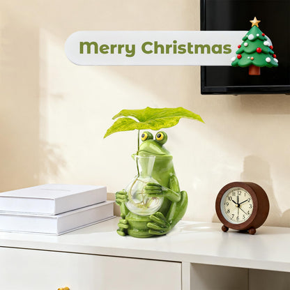 CIYSHO Frog Plant Propagation Station with Light for Plants, Unique Plant Terrarium for Hydroponics Cutting Flower, Desktop Glass Planter Vase Holder Home Garden Decor lover Gifts(No Battery Included)