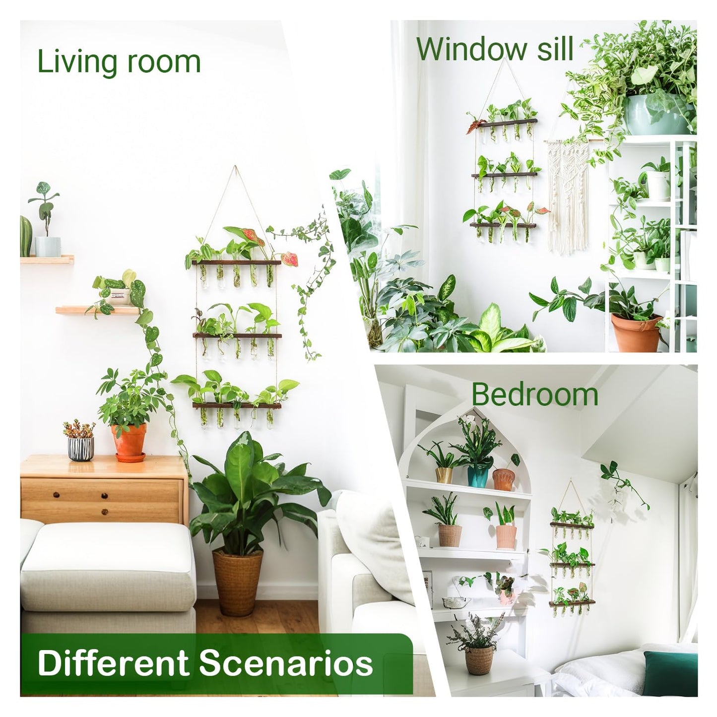 Propagation Station, Plants Terrarium, Plants Lover Gifts for Women,Plant Cutting Holder Home décor,Gifts for Women,House Warming New Home-15 Tubes-Brown