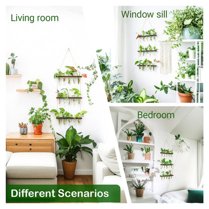 Propagation Station, Plants Terrarium, Plants Lover Gifts for Women,Plant Cutting Holder Home décor,Gifts for Women,House Warming New Home-15 Tubes-Brown