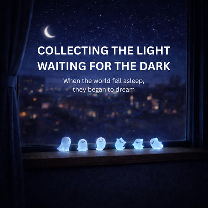 Luminous Ghosts Mini Artificial Decorations for Home Corners Decorations for Car Dashboard Office Desk Bedroomn Shelves Nightstand Miniature Figurines 6Pcs with Light Filling Mini Torch Gift Box Ready