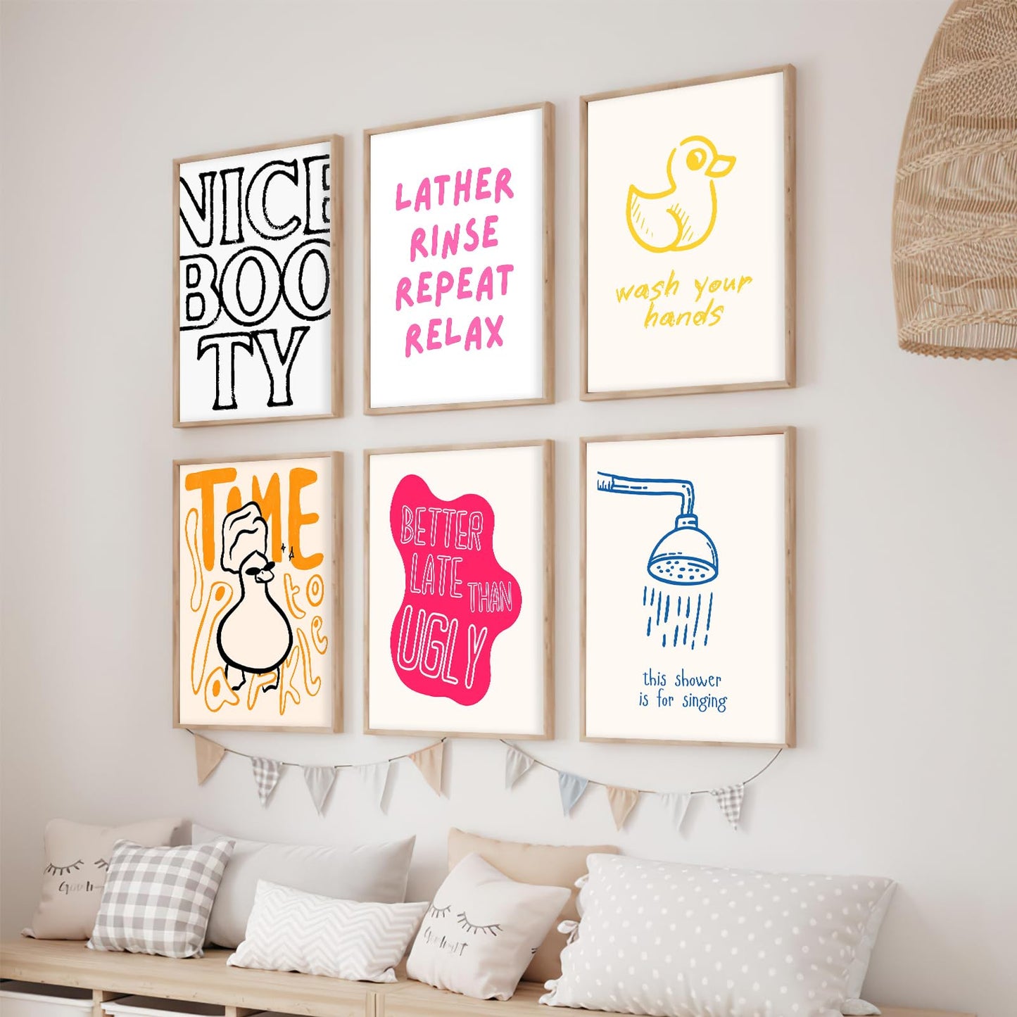 Nursery Poster Cute Animal Picture Funny Bathroom Wall Art Set Of 6 Nursery Decor 8x10 Inch Unframed Poster Minimalist Prints for Kids Room Boys and Girls Room Baby Room Living Room BedRoom BathRoom