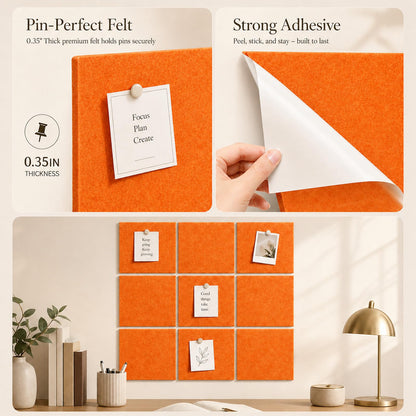Baysola Felt Bulletin Board Panels 36 x 24 Inch Self Adhesive Wall Tiles Cork Board Alternative for Office Classroom Photos Notes 6 Pack
