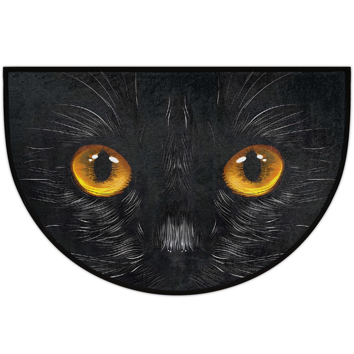 XZXFSYJH Black Cat Half Round Door Mat Non Slip Half Circle Rugs