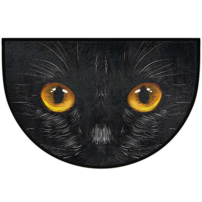 XZXFSYJH Black Cat Half Round Door Mat Non Slip Half Circle Rugs