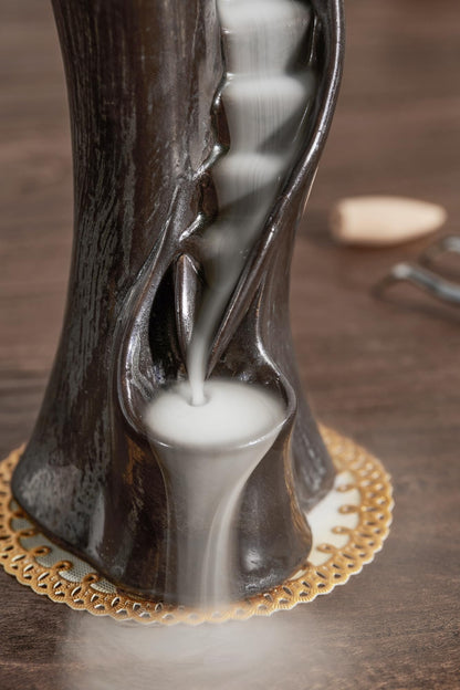 LAMDAWN Unique Cloud Stairs Ceramic Waterfall Incense Holder, Paired with a Pack of Backflow Incense Cones. (Metallic)