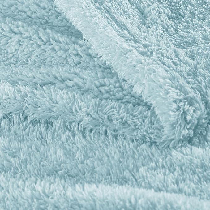 Exclusivo Mezcla Fleece Stone Blue Throw Blanket for Couch Sofa, Ultra Soft, Lightweight and Fluffy Blankets for Women, All Season, 50x60 Inches