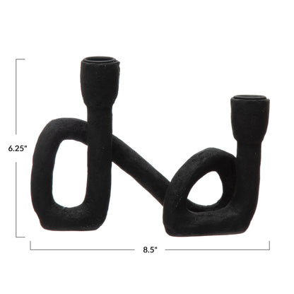 Bloomingville Decorative Resin Double Taper Candle Holder, Black